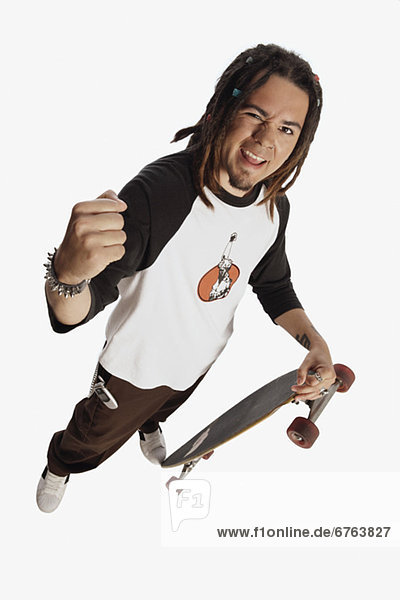 Jugendlicher  Junge - Person  halten  Skateboard