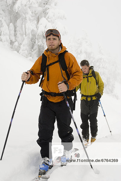 Men Skiing  Mount Cain  Vancouver Island  British Columbia