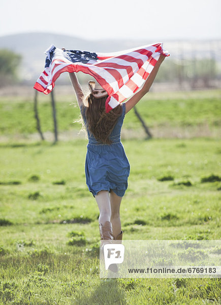 Schönheit  rennen  Fahne  amerikanisch  Cowgirl