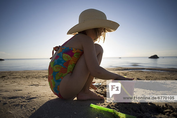 Girl Playing on Beach  Grand Beach  Manitoba