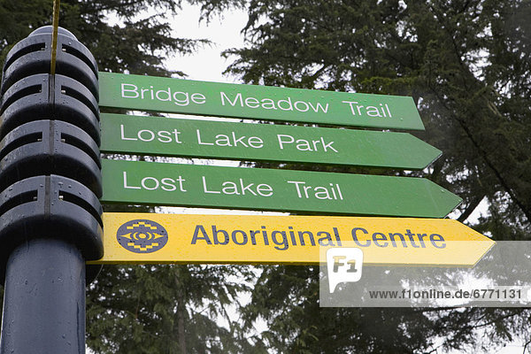 Sign along Lost Lake trail  Whistler  British Columbia
