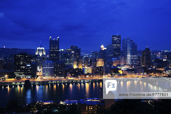 USA  Pennsylvania  Pittsburgh  Night skyline