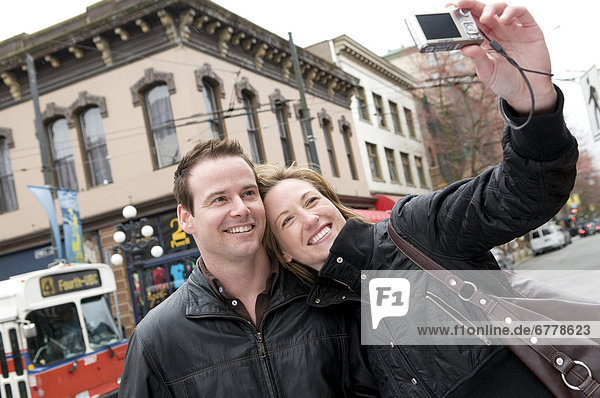 Couple Taking Self Portrait  Vancouver  British Columbia