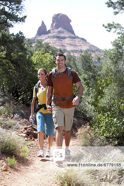 USA  Arizona  Sedona  Young couple hiking