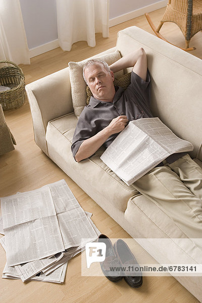 Man having nap on couch