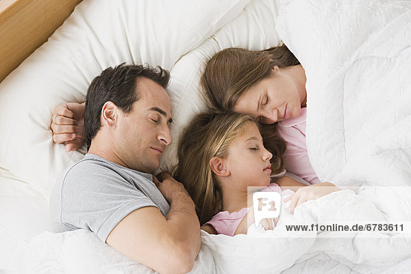 Parents with daughter (12-13) sleeping in bed