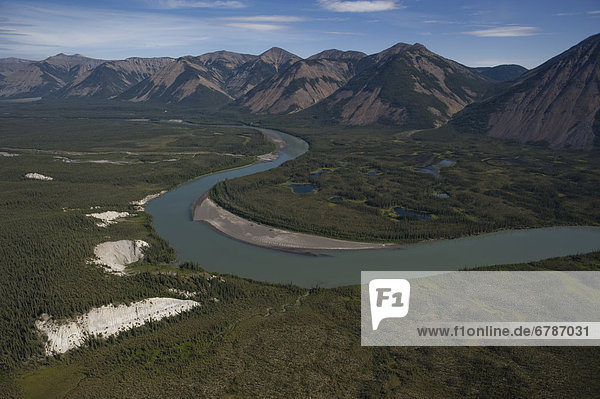 Aerial view of South Nahanni River  Nahanni National Park   Northwest Territories