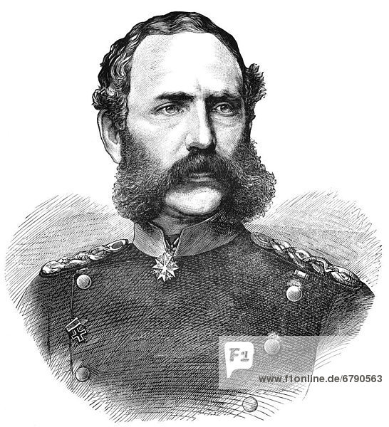 Historical drawing  portrait of Albert of Saxony  1828-1902  King of Saxony from the House of Wettin  Prussian General of the infantry  Franco-Prussian War or Franco-German War 1870-1871  between the French Empire and the Kingdom of Prussia
