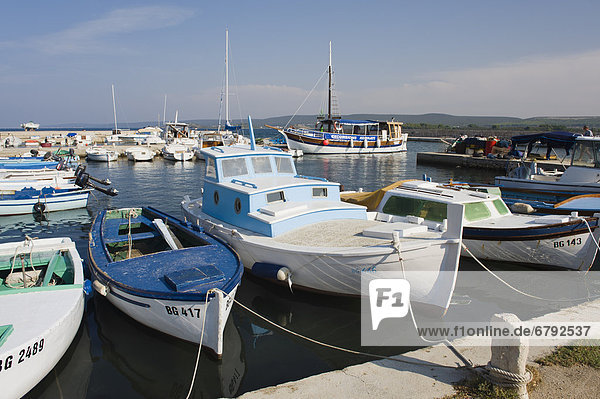Fishing boats in the port of Pasman  Pasman Island  Adriatic Sea  Zadar  Dalmatia  Croatia  Europe