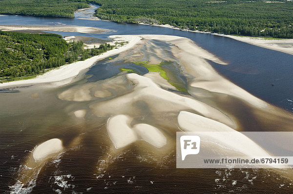 Flussmündung mit Sandbänken Luftaufnahme Pwani Region Tansania Afrika