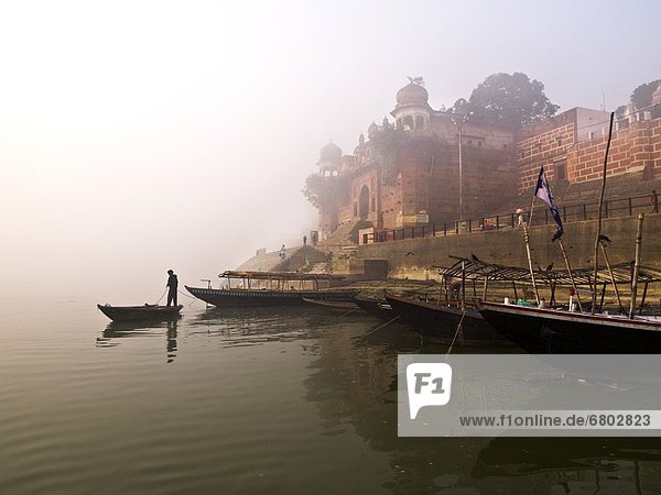 Boats On The River  Ganges River Varanasi India