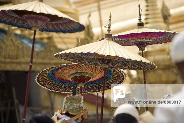 Ceremonial Parasols  Shwedagon Pagoda Rangoon Myanmar