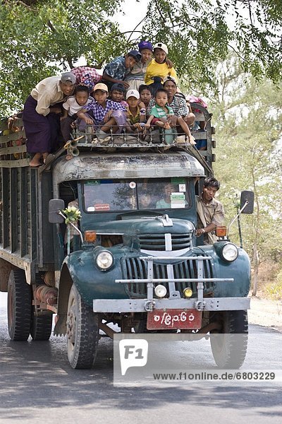 Old Truck Filled With People  Bagan Myanmar