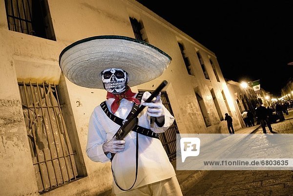 Boy Dressed As A Bandit For Mexican Day Of The Dead Celebration  Mexico