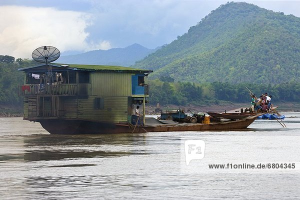 Houseboat On A River In Laos