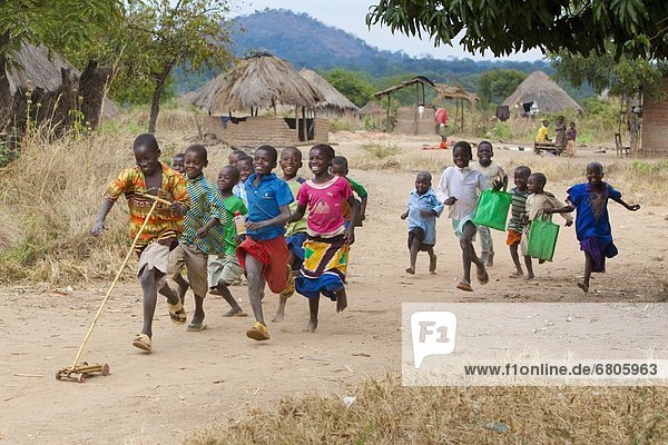 Children Running And Playing  Manica  Mozambique  Africa