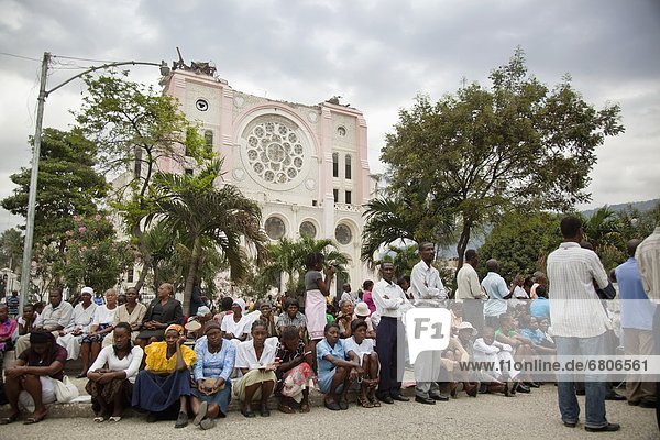 Mass At The Catholic Cathedral Of The Lady Of Our Assumption Continues After The Haitian Earthquake  Port-Au-Prince  Haiti