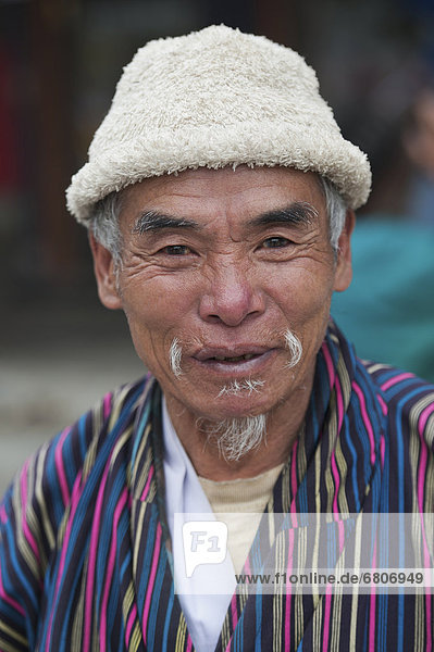 Portrait Of Senior Bhutanese Man  Thimphu Bhutan