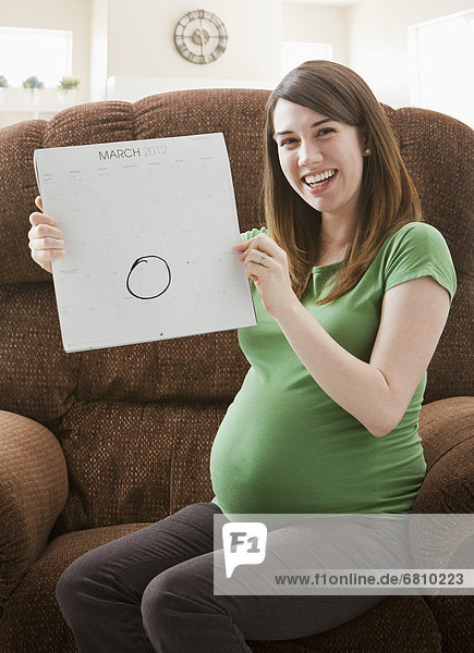 zeigen  Portrait  Frau  Schwangerschaft  Verabredung  Kalender