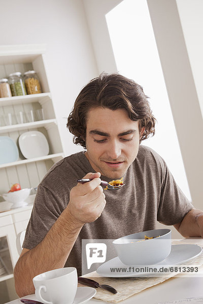 Young man eating
