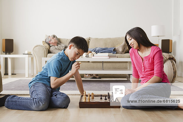 Spiel  Schach  spielen  Geschwister
