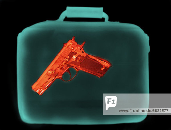 zeigen  Handtasche  Fotografie  Röntgenbild  Pistole  Behälter