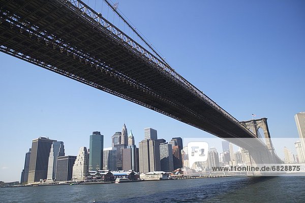 Lower Manhattan and Brooklyn Bridge. New York City  New York  USA