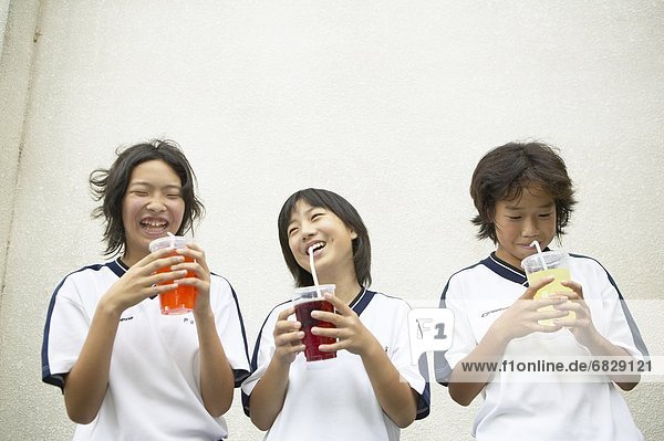 Students drinking juice