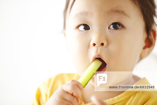 Junge - Person  Gurke  essen  essend  isst  Baby