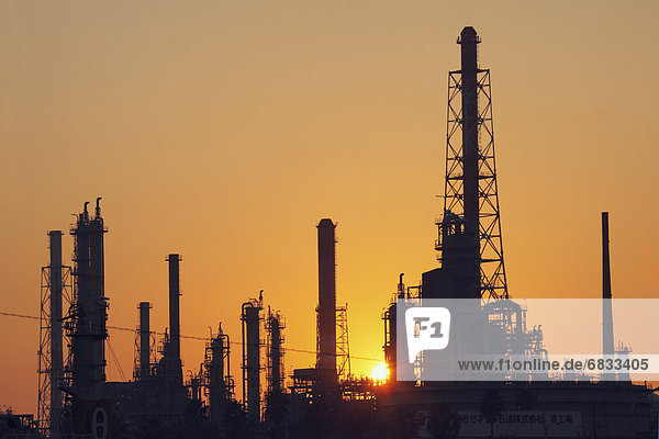 Oil industrial complex in sunset. Nishi-ku  Sakai  Osaka  Japan