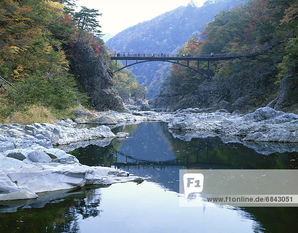 Nijimi bridge in Autumn  Ryuo-kyo  Kinugawa  Tochigi Prefecture Japan