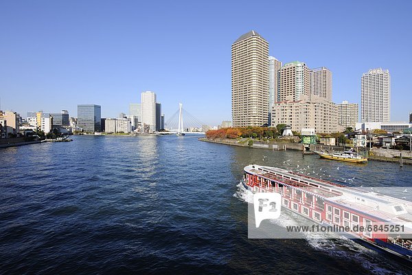Sumida River and Boat Seen From Kachidoki Bridge