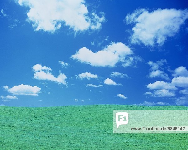 Wolke  Himmel  über  Feld  Wiese  flauschig  Hokkaido  Japan