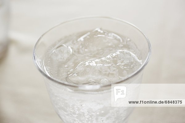 Glass of soda on table  close up