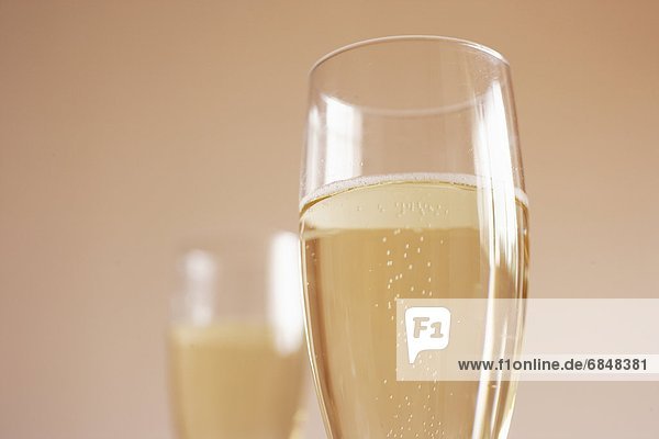 Glasses of champagne  close up  differential focus