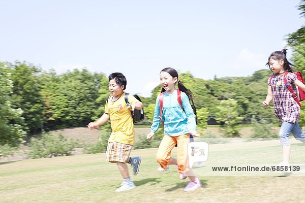 Schoolchildren Running
