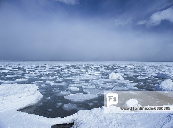 Meer  Eis  dahintreibend  Hokkaido  Japan