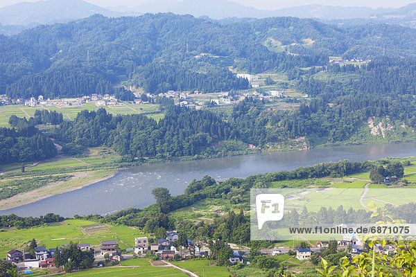 Shinano river  high angle view  Niigata Prefecture  Honshu  Japan