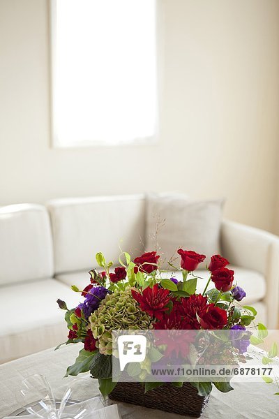 Blumenstrauß  Strauß  Zimmer  rot  Wohnzimmer