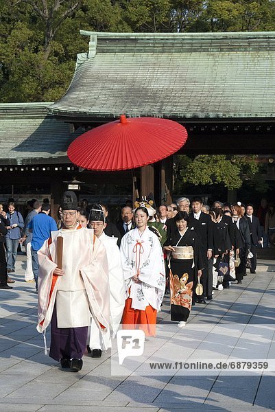 Hochzeit  Tokyo  Hauptstadt  Asien  Japan  Prozession  Shintoismus  Schrein