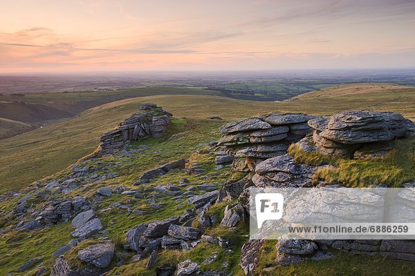 Europa  Sommer  Abend  Großbritannien  schwarz  erklären  Devon  England  Granit