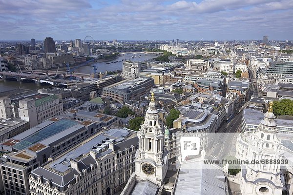 Aerial view of London taken from the Golden Gallery of St. Paul's Cathedral  City of London  England  United Kingdom  Europe