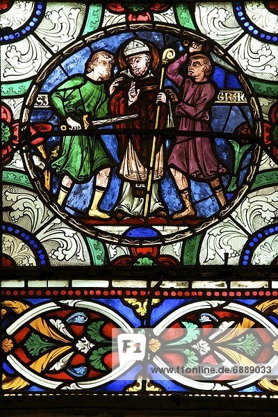 Medieval stained glass depicting the Murder of St. Thomas a Becket  Canterbury Cathedral  UNESCO World Heritage Site  Canterbury  Kent  England  United Kingdom  Europe