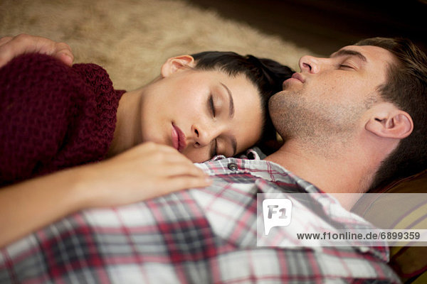 Young couple sleeping  close up
