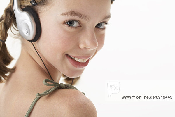 Girl Wearing Headphones