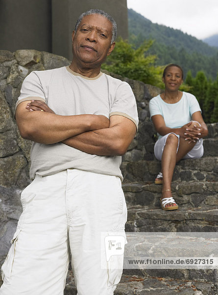 Portrait of Couple on Stone Steps