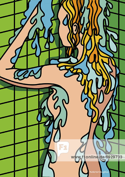 Frau  baden  Illustration