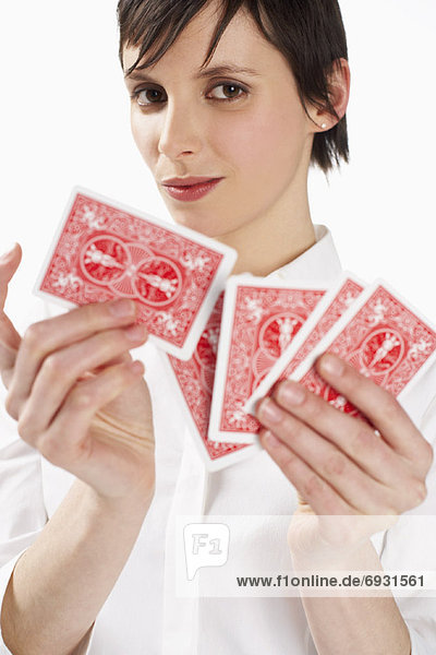 Woman Holding Cards