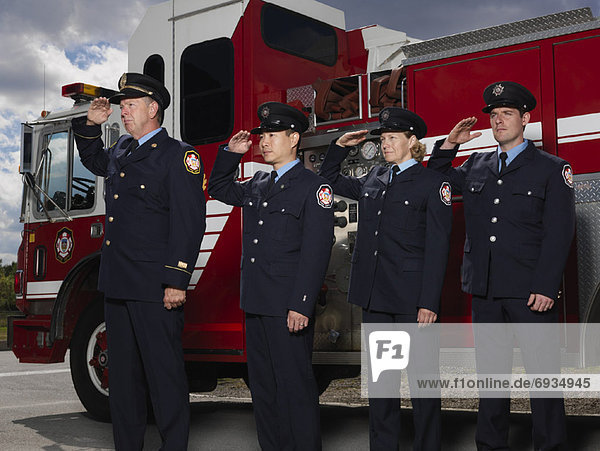 Firefighters by Fire Truck