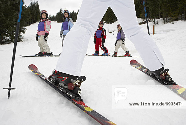 Frau  unterrichten  Ski  Schule  Student  British Columbia  Kanada